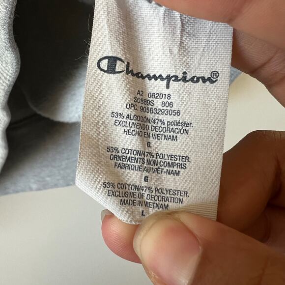 Champion Grey Monochromatic Fleece Lined Hoodie Sweatshirt Mens Large * - Picture 14 of 15